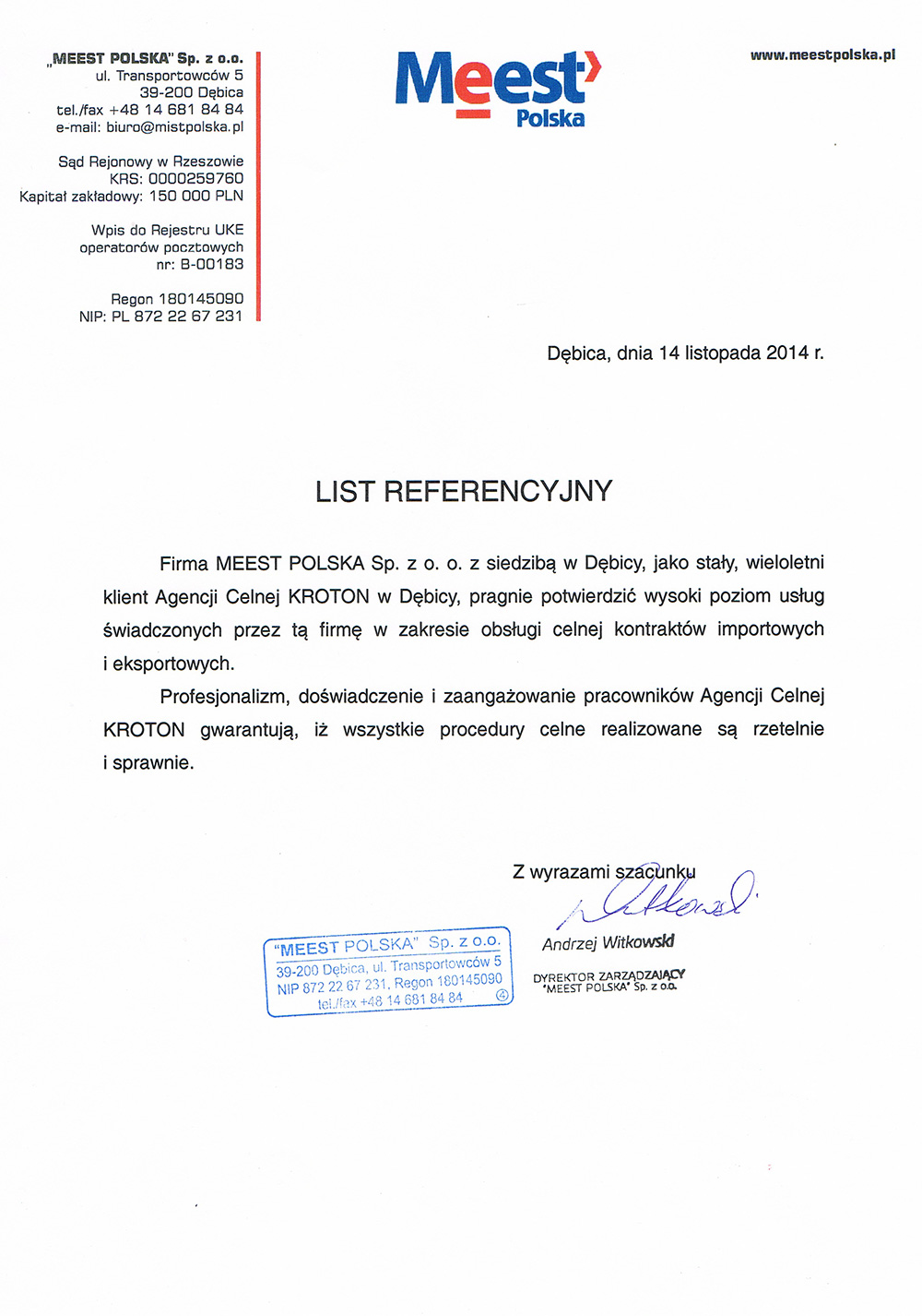 Referencje Meest Polska