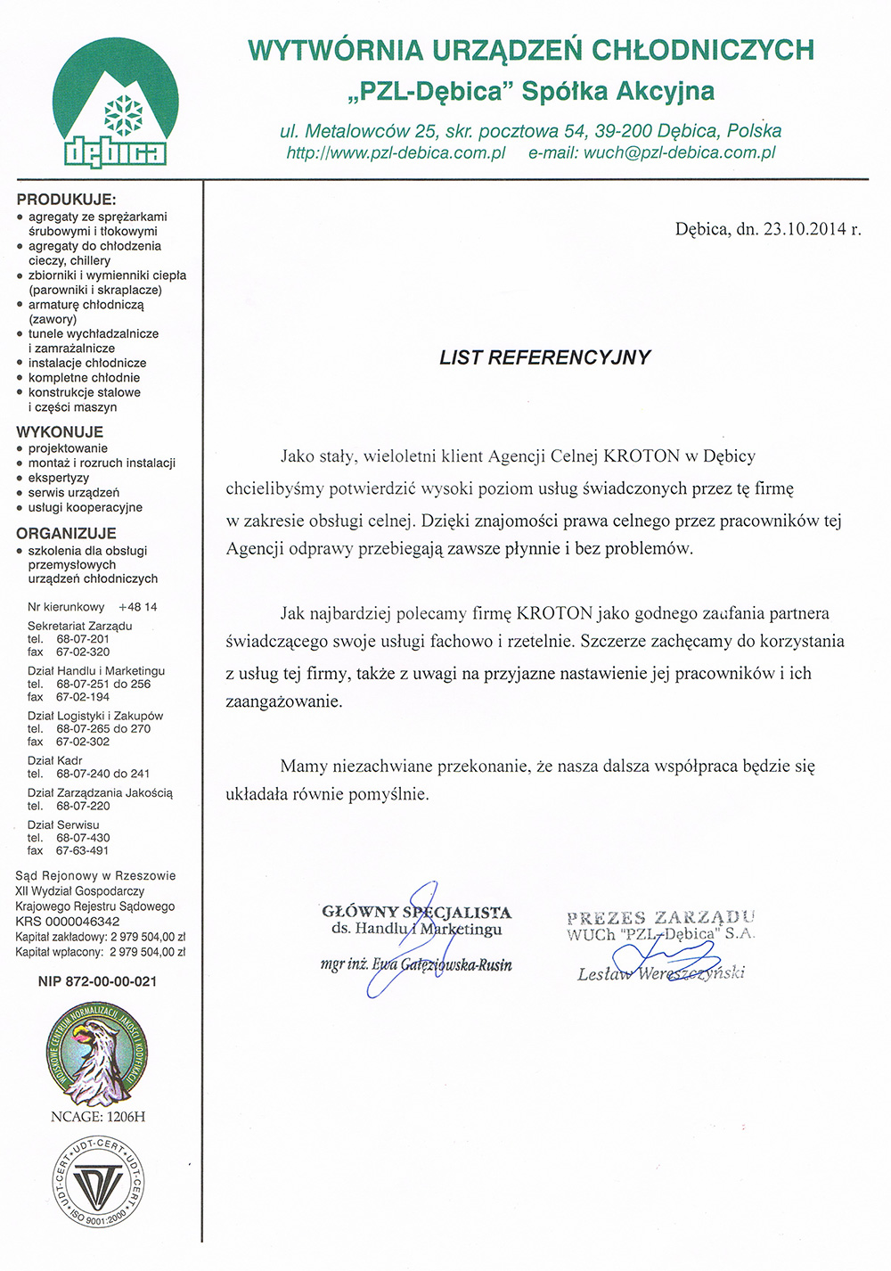 Referencje PZL WUCH