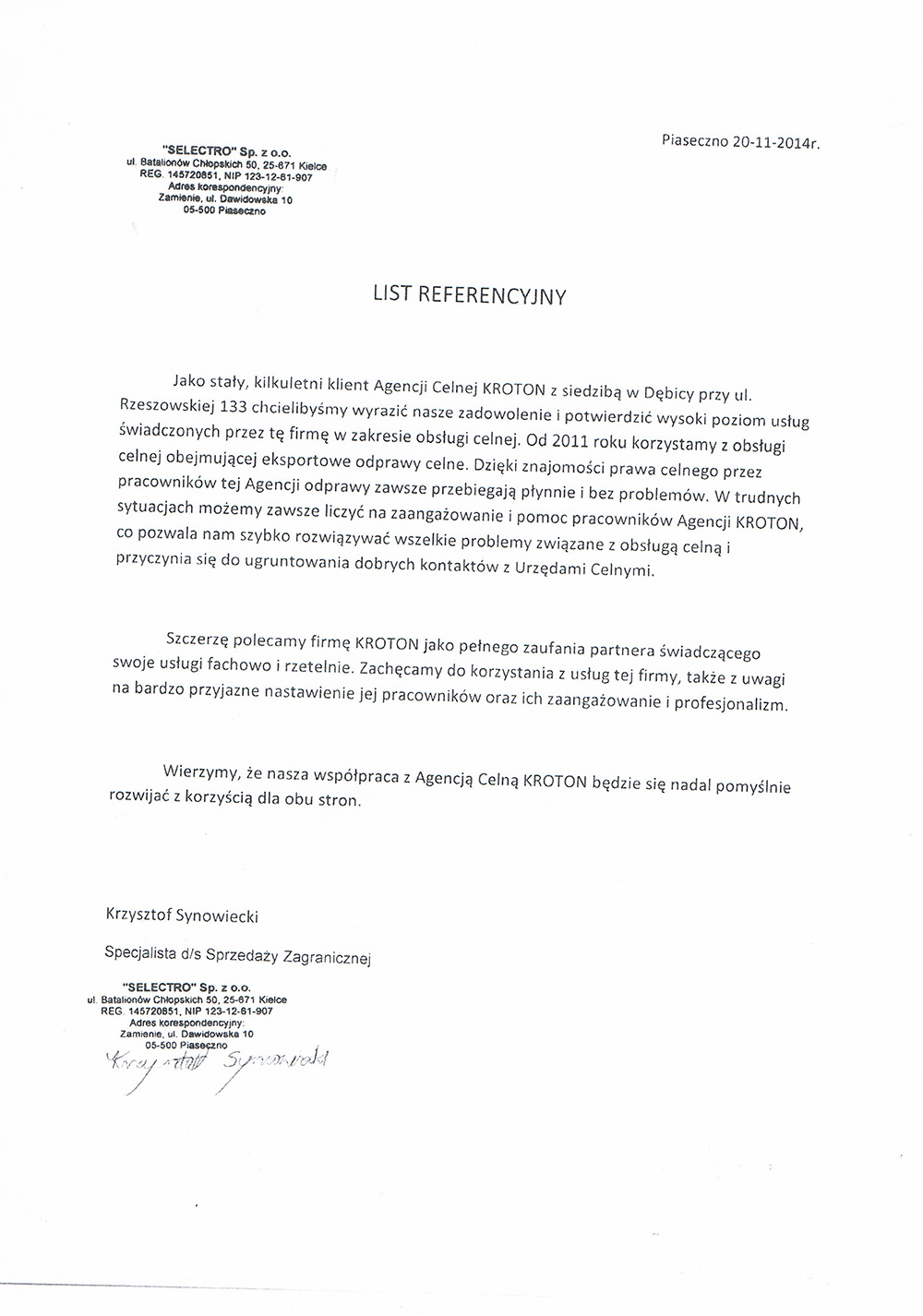Referencje Selectro
